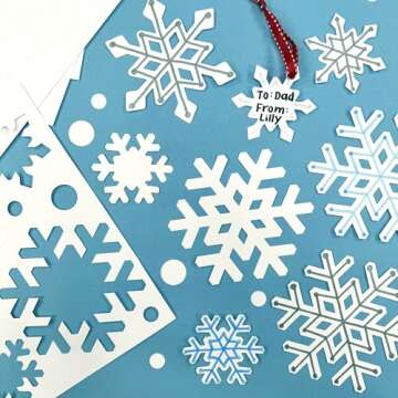 80 Pieces Snowflake Paper Cutouts with IDEA Guide, 2-Sided US Made Card Stock Punch Out White Snowfl...