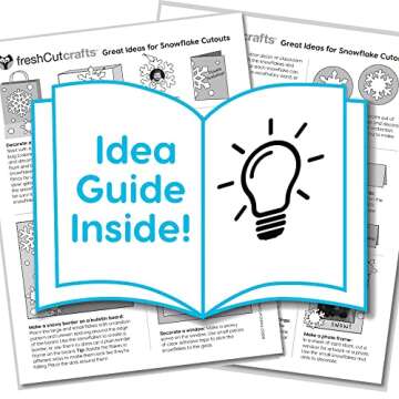 80 Pieces Snowflake Paper Cutouts with IDEA Guide, 2-Sided US Made Card Stock Punch Out White Snowflakes for Bulletin Boards, Classroom Decor - Small and Large Snowflake Decorations Winter Cutouts