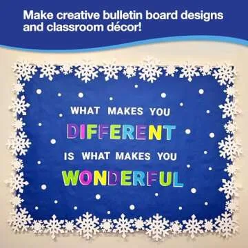 80 Pieces Snowflake Paper Cutouts with IDEA Guide, 2-Sided US Made Card Stock Punch Out White Snowflakes for Bulletin Boards, Classroom Decor - Small and Large Snowflake Decorations Winter Cutouts