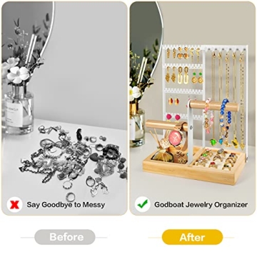 Godboat Jewelry Organizer with 4-Tier Earring Holder