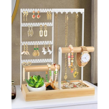 Godboat Jewelry Organizer with 4-Tier Earring Holder