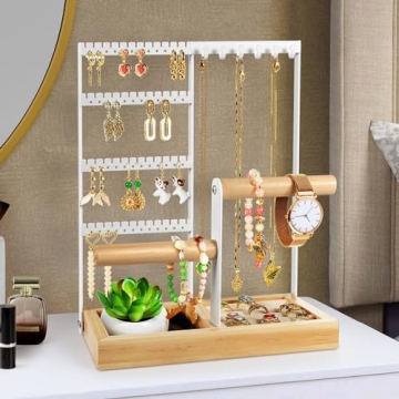 Godboat Jewelry Organizer with 4-Tier Earring Holder