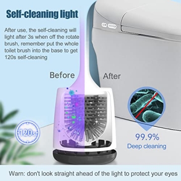 Toilet Scrubber, Silicone Toilet Brushes for Bathroom with Holder, Toilet Brush Cleaner Set with 2 Brush Heads, Good Papa Electric Toilet Brush, Floor Standing, Wall Mounted without Drilling