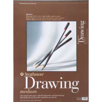 Strathmore 400-8 400 Series Drawing Pad, 18"x24", Ivory/Cream, 24 Sheets, Medium