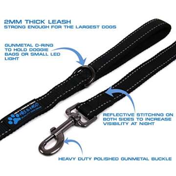 Max and Neo Reflective Nylon Dog Leash - We Donate a Leash to a Dog Rescue for Every Leash Sold (Bla...