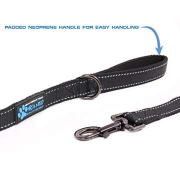 Max and Neo Reflective Nylon Dog Leash - We Donate a Leash to a Dog Rescue for Every Leash Sold (Black, 6x1)