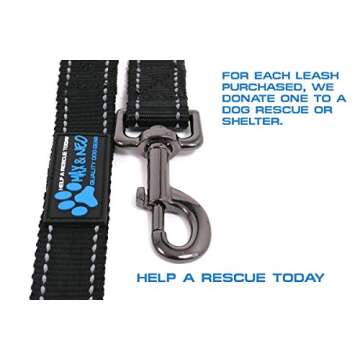 Max and Neo Reflective Nylon Dog Leash - We Donate a Leash to a Dog Rescue for Every Leash Sold (Black, 6x1)