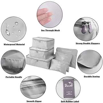 Travel Smart with GUIFIER Packing Cubes - 6 Set