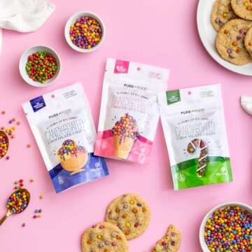 Pure Food By Estee Natural Pastel Colors Rainbow Candy Coated Chocolate Chips, 5oz | Cosmic Brownie Sprinkles | Vegan Chocolate | Natural Color Sprinkles | Mini Colored Chocolate Chips for Baking | Soy Free, Gluten Free, Dairy Free, Nut Free