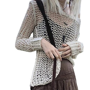 Chic Women Long Sleeve Hollow Out Sweater for Y2K Style