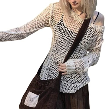 Chic Women Long Sleeve Hollow Out Sweater for Y2K Style