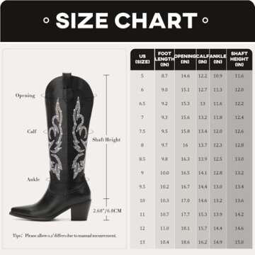 Stylish Platikly Black Cowboy Boots for Women - Comfortable Design