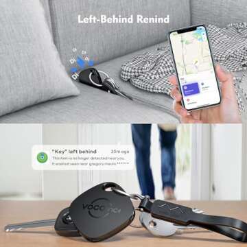 VOCOlinc Air Tags 4 Pack, Smart Bluetooth Tracker Work with Apple Find My APP (iOS Only, Not for Android), Item Finders Locator for Key, Luggage Suitcases, Bags Wallets, Backpack, Replaceable Battery