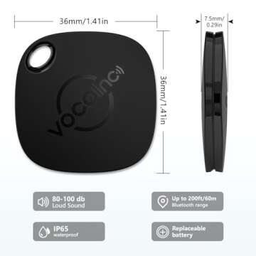 VOCOlinc Air Tags 4 Pack, Smart Bluetooth Tracker Work with Apple Find My APP (iOS Only, Not for Android), Item Finders Locator for Key, Luggage Suitcases, Bags Wallets, Backpack, Replaceable Battery