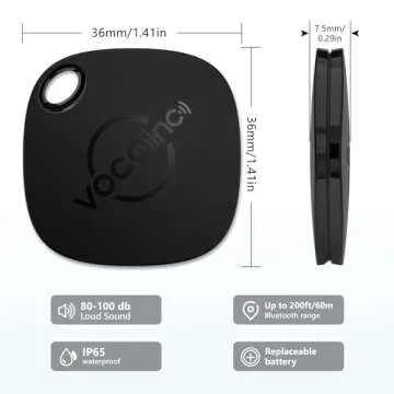 VOCOlinc Air Tags 4 Pack, Smart Bluetooth Tracker Work with Apple Find My APP (iOS Only, Not for Android), Item Finders Locator for Key, Luggage Suitcases, Bags Wallets, Backpack, Replaceable Battery