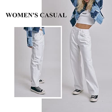 Stylish LONGBIDA High Waisted Baggy Jeans for Women