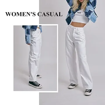 Stylish LONGBIDA High Waisted Baggy Jeans for Women