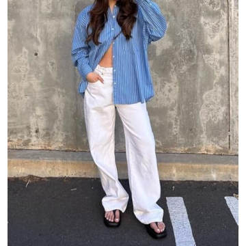 Stylish LONGBIDA High Waisted Baggy Jeans for Women