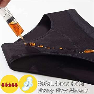 ZVZK Period Underwear 30ML Heavy Flow Women Absorbent Leak Proof Panty Pants Menstrual Panties 3 Pack (L, BLACK)