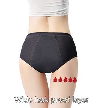 ZVZK Period Underwear 30ML Heavy Flow Women Absorbent Leak Proof Panty Pants Menstrual Panties 3 Pack (L, BLACK)