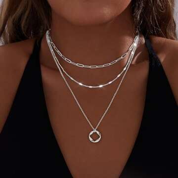 Poxtex 925 Sterling Silver Layered Necklace Set for Women