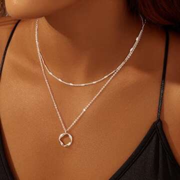 Poxtex 925 Sterling Silver Layered Necklace Set for Women