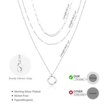 Poxtex 925 Sterling Silver Layered Necklace Set for Women