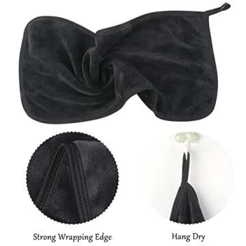 SUNLAND Microfiber Face Makeup Remover Cloths Reusable Facial Cleaning Towel Ultra Soft Washcloths 8inchx16inch Black 3Pack