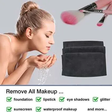 SUNLAND Microfiber Face Makeup Remover Cloths Reusable Facial Cleaning Towel Ultra Soft Washcloths 8inchx16inch Black 3Pack