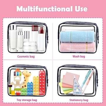 CADAVO TSA Approved Toiletry Bag, 3 Pack Clear Travel Bags for Toiletries, Quart Size Makeup Cosmeti...