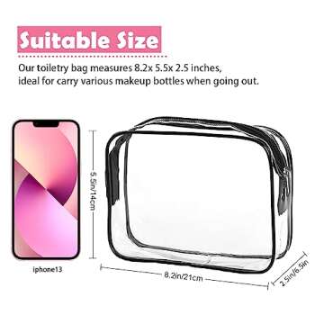 CADAVO TSA Approved Toiletry Bag, 3 Pack Clear Travel Bags for Toiletries, Quart Size Makeup Cosmetic Bag Organizer for Women Men Travel Accessories(Black)