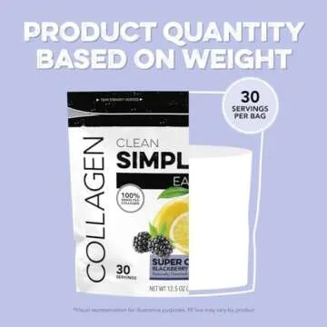 Clean Simple Eats BlackBerry Lemonade Super Collagen, Grass-Fed, Hydrolyzed Types I, II, & III Collagen, 30 Servings