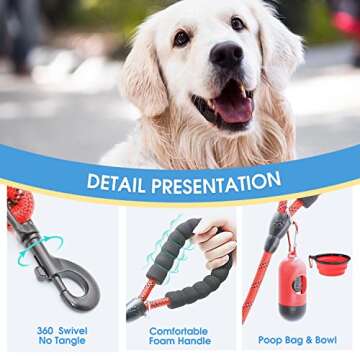 BAAPET Dog Leash Set with Padded Handle and Reflective Safety