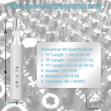 ZLX&LU Precision Screwdriver Set, Small Computer and Laptop Repair Tool Kit, Consisting of 101 Mini Screwdriver Bits, Suitable for Cleaning and Repairing, iPhone, ps4, Electronics and PC Accessories
