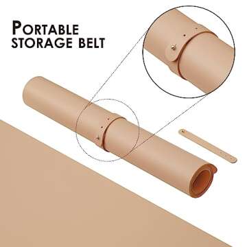 Compact Dual Sided Leather Desk Mat - Desk Pad for Office and Home - Desk Organization and Accessories - Ideal for Large Mouse Pad and Small Desk Mats on Top of Desks(Apricot+Orange,23.6"x 11.8")