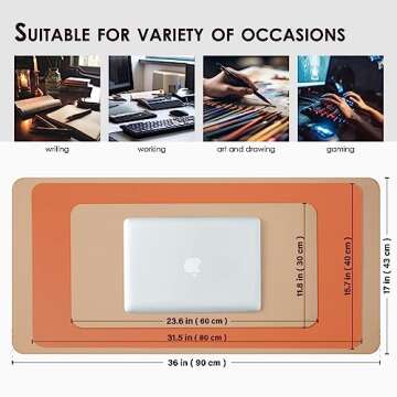 Compact Dual Sided Leather Desk Mat - Desk Pad for Office and Home - Desk Organization and Accessories - Ideal for Large Mouse Pad and Small Desk Mats on Top of Desks(Apricot+Orange,23.6"x 11.8")