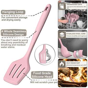 AIKKIL 43 Pcs Pink Silicone Cooking Utensil Set