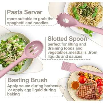 AIKKIL 43 Pcs Pink Silicone Cooking Utensil Set