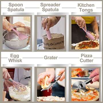 AIKKIL 43 Pcs Pink Silicone Cooking Utensil Set