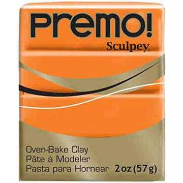 Sculpey Premo™ Polymer Oven-Bake Clay, Orange, Non Toxic, 2 oz. bar, Great for jewelry making, hol...