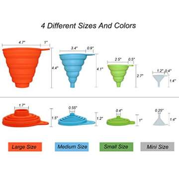KongNai 4 Sizes Kitchen Funnel Set, Food Grade Silicone Collapsible Funnel, Funnels for Kitchen Use ...