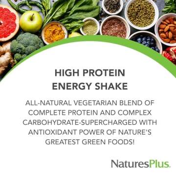 NaturesPlus FRUITEIN Revitalizing Green Foods Shake - 1.3 lbs - Plant-Based Protein for Energy & Imm...