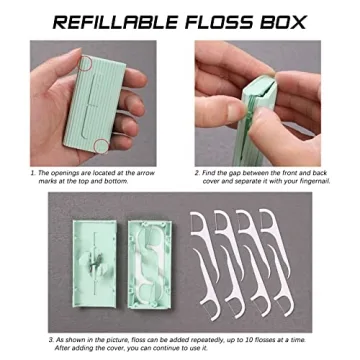 Dental Floss in Box. Portable Case, Storage 10 Picks Adult The Best Tool for Cleaning Teeth and Oral Care is Perfect for Dinners, Dating, Travel, Hotels.(Green)
