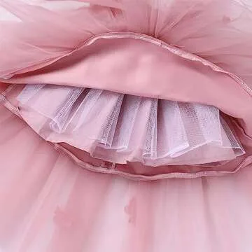 Baby Girl Dress - Dress for Baby Girl, Toddler Birthday Dress Infant Ruffled Butterfly Embroidered Special Occasion Photoshoot Dresses for Princess Pageant Baptism Bridesmaid Dusty Pink 2-3T