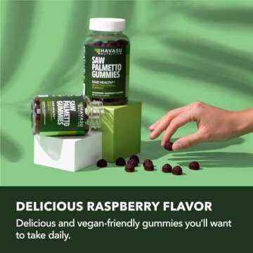 Saw Palmetto for Men Gummies - DHT Blocker Supplement for Hair Health and Male Patterned Balding - 60 Count - Supports Scalp and Prostate Wellness - Raspberry Flavor - Vegan, Non-GMO, 1 Month Supply