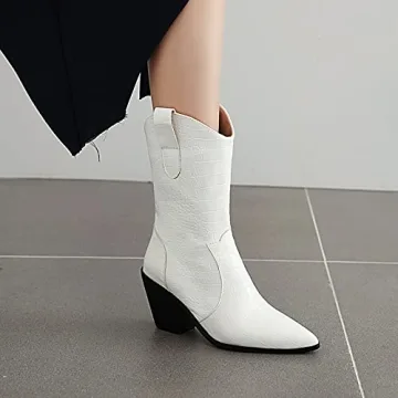 Erocalli White Cowgirl Boots Comfortable Western Women
