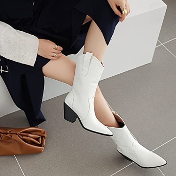 Erocalli White Cowgirl Boots Comfortable Western Women