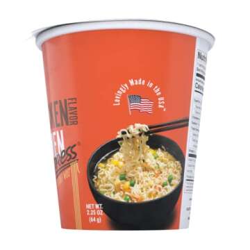 RAMEN EXPRESS Chicken Flavor Ramen Cup Noodle, 2.25 Oz Each (Pack Of 12) | Animal-free Ramen Noodles | All Plant-based | Made in U.S. with finest American flour