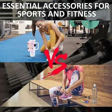 HCVUINL Silicone Water Bottle Pouch with 5 Charms, Water Bottle Handheld Caddy For Quencher Adventure 40oz & Stanley IceFlow 20oz 30oz,Tumbler Pouch Sports Gym Bottle Accessories,Pink