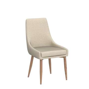 E&D FURNITURE Set of 2 Beige Dining Chairs with High Back